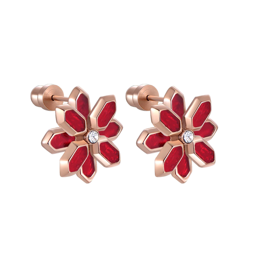 Lotus / Earrings Red Rose Gold