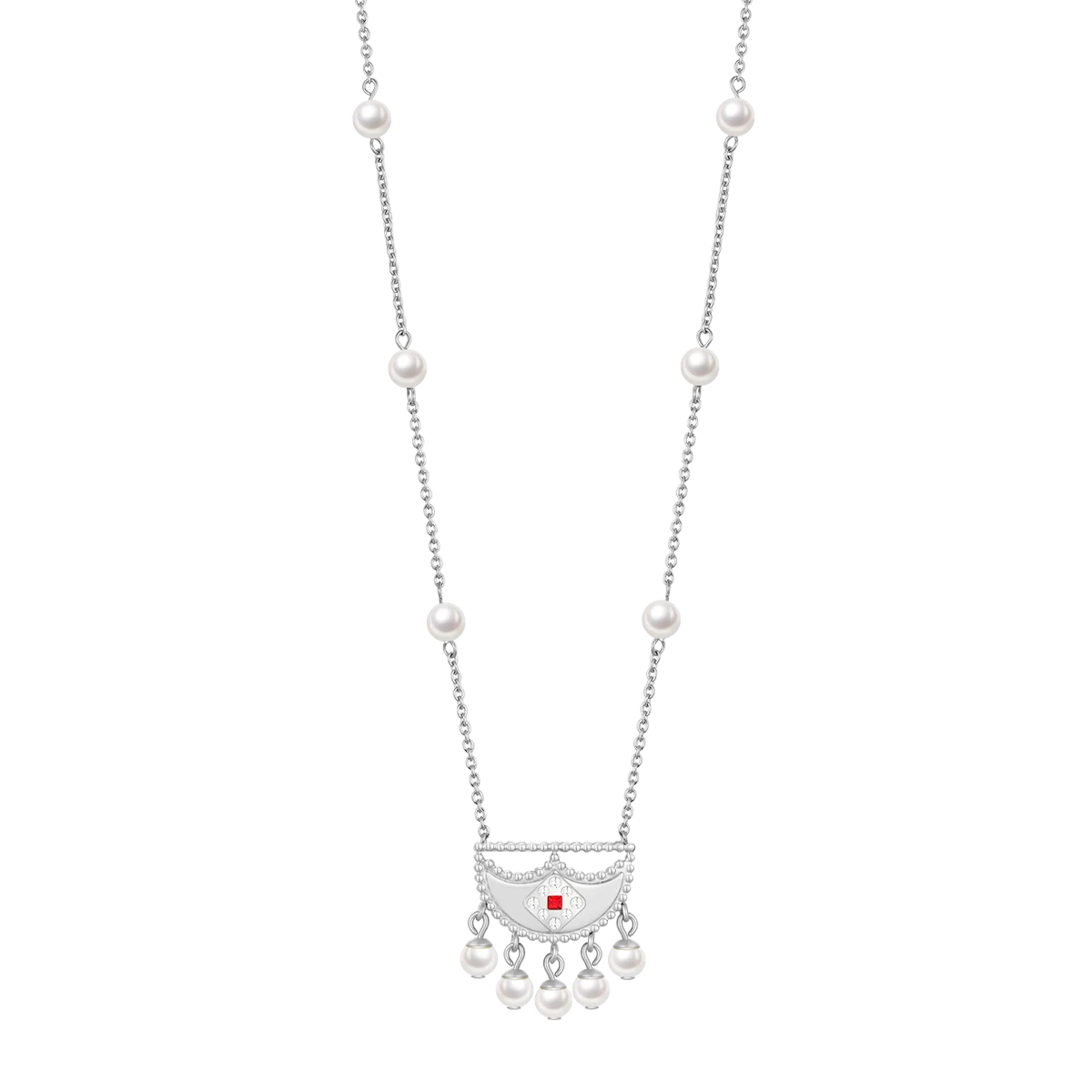 شناف / عقد اللؤلؤ باللون الفضي