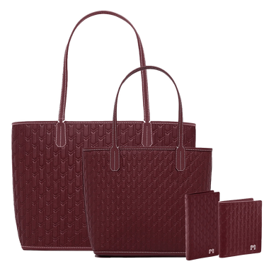 Burgundy Travel Tote / Mini tote / Long Wallet / Mini Wallet - Gift Set