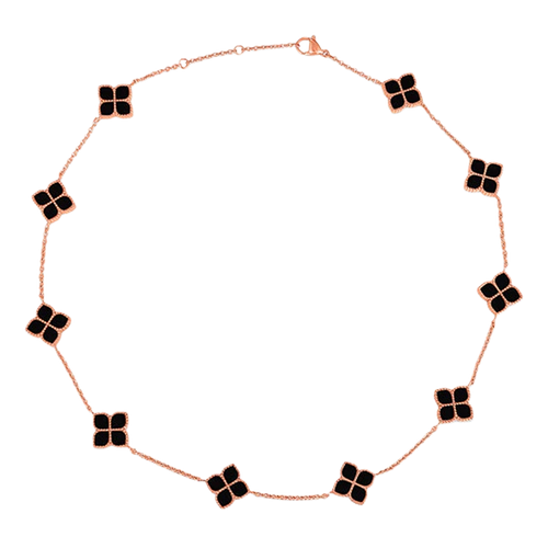 قلادة الجوري القصيرة / بلون الروز قولد و أسود