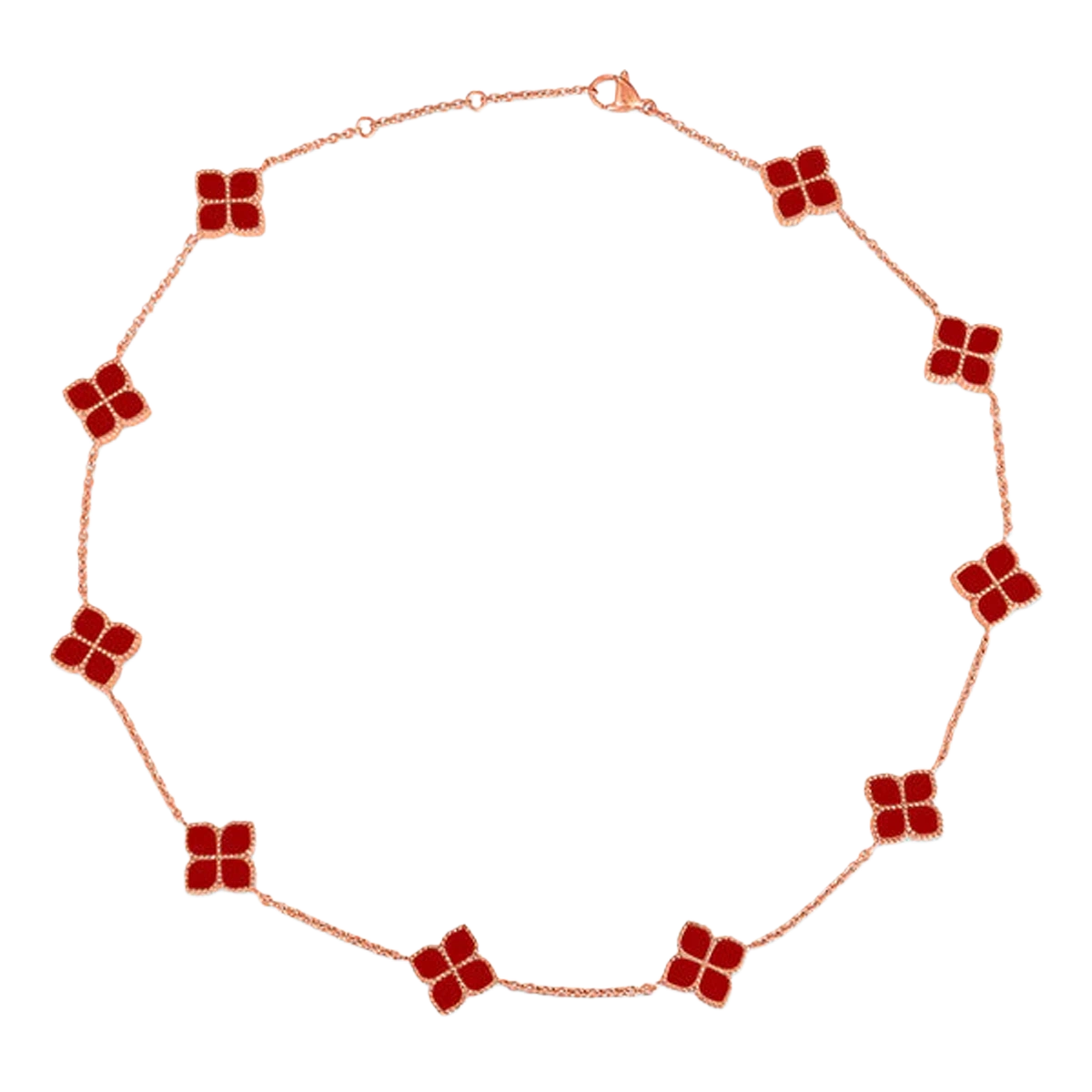 قلادة الجوري القصيرة / بلون الروز قولد و أحمر