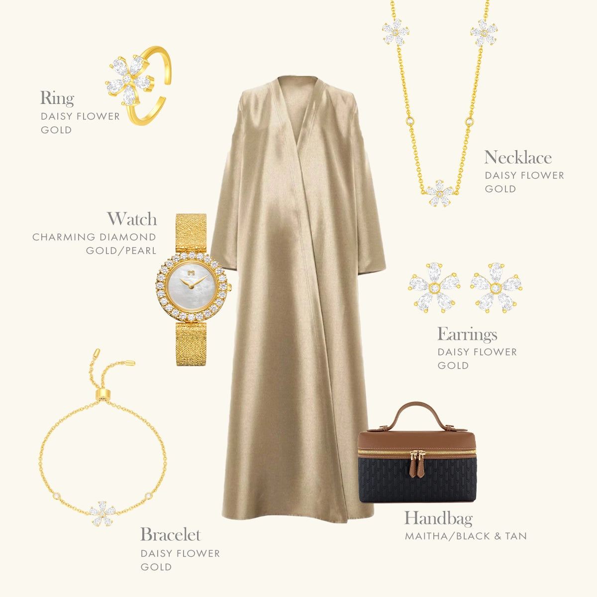 ديزي فلاور / طقم بسيط باللون الذهبي