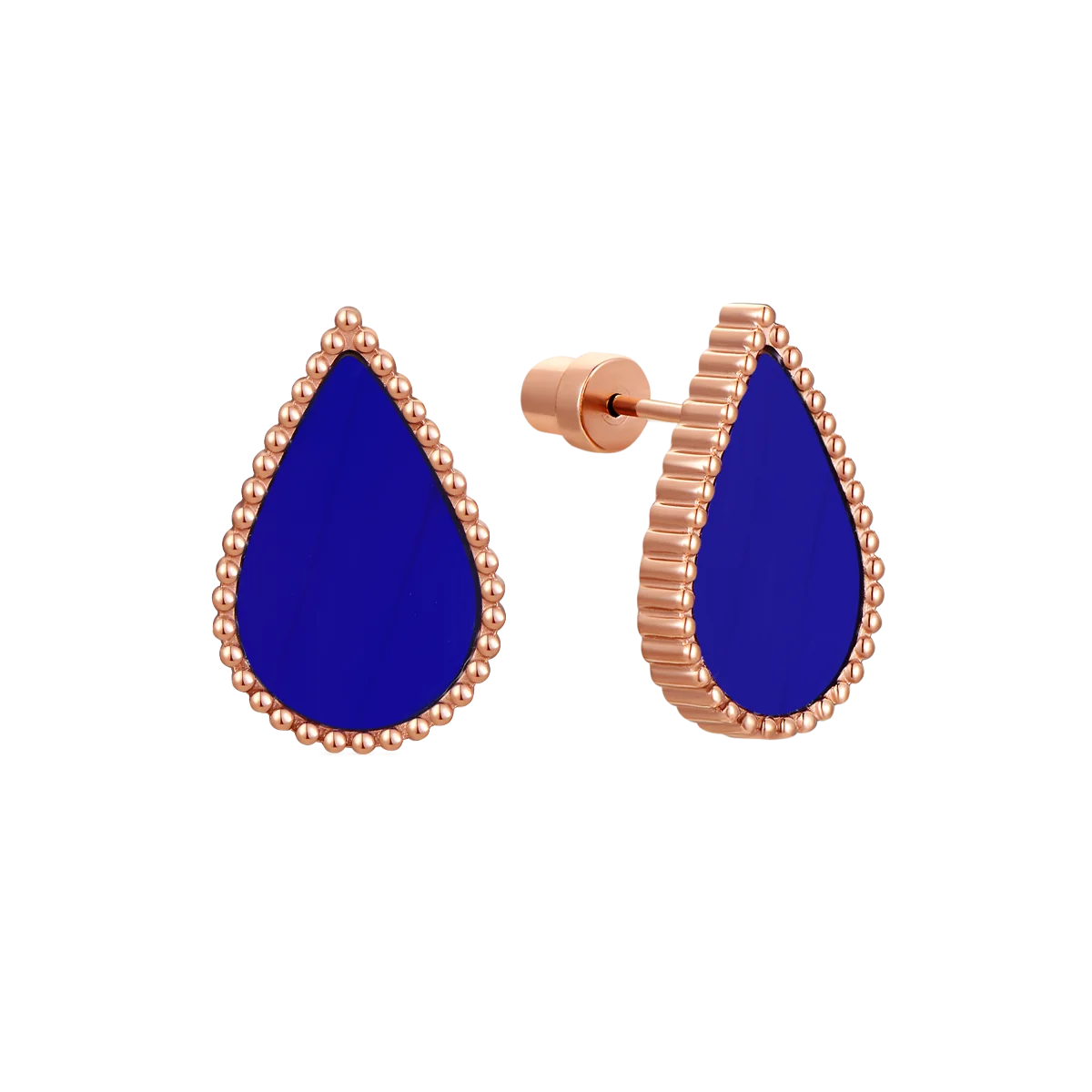 Drop / Earrings Blue Rose Gold