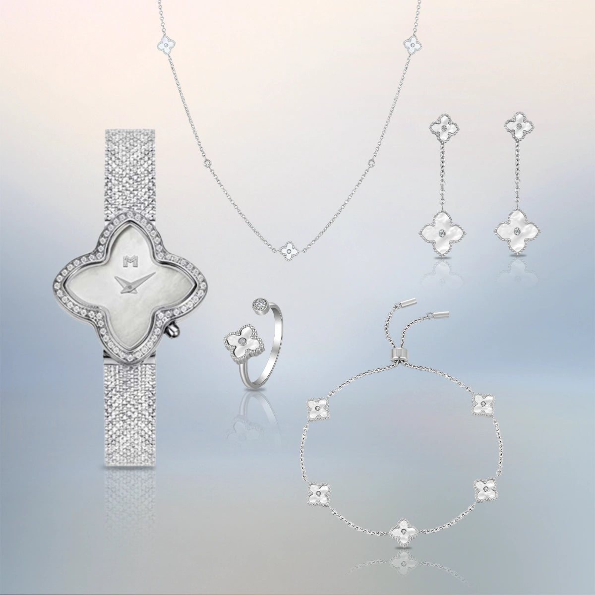 بوكس الورود / ساعة علياء ومجموعة ميني جوري الفضية