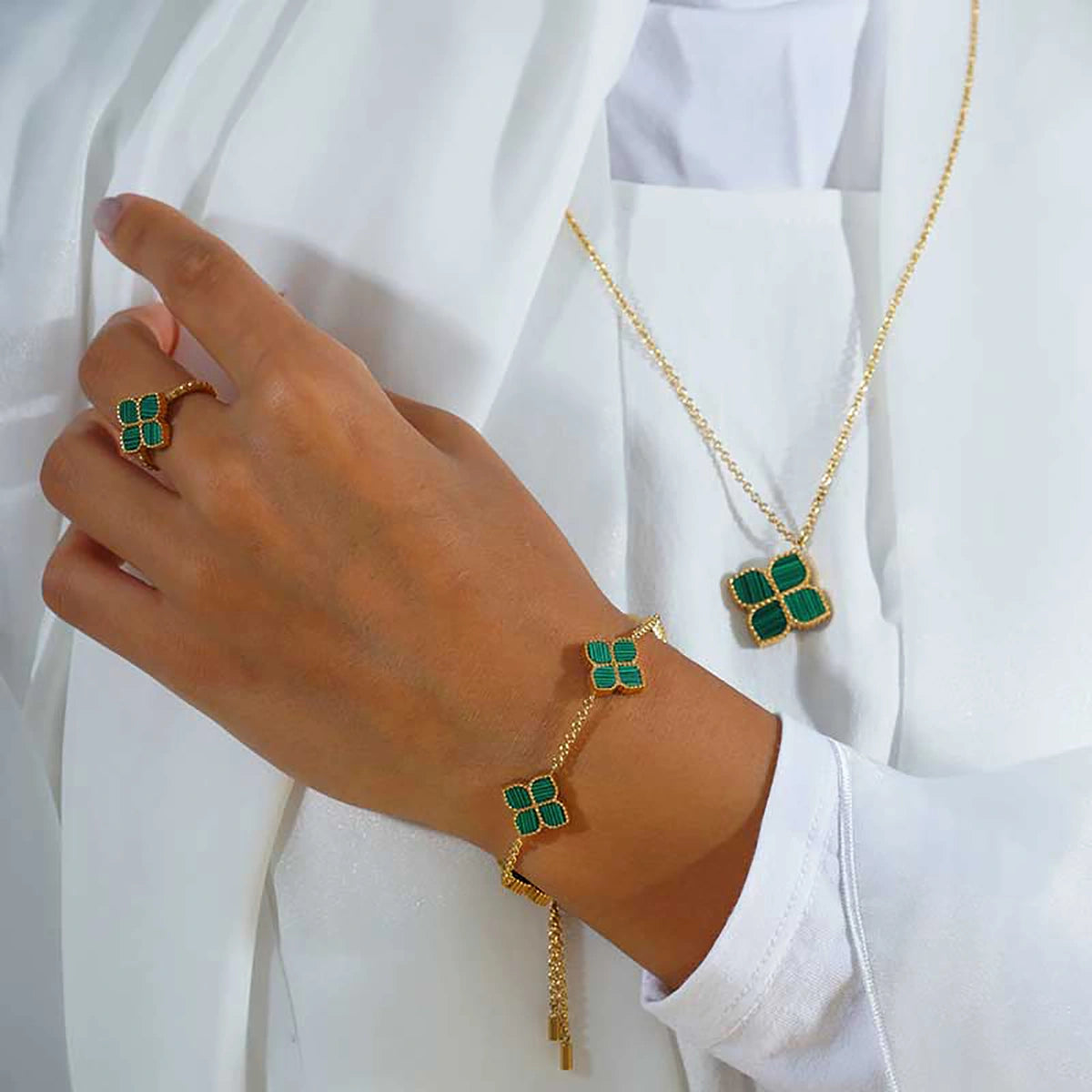 Joory / Bracelet Malachite Gold