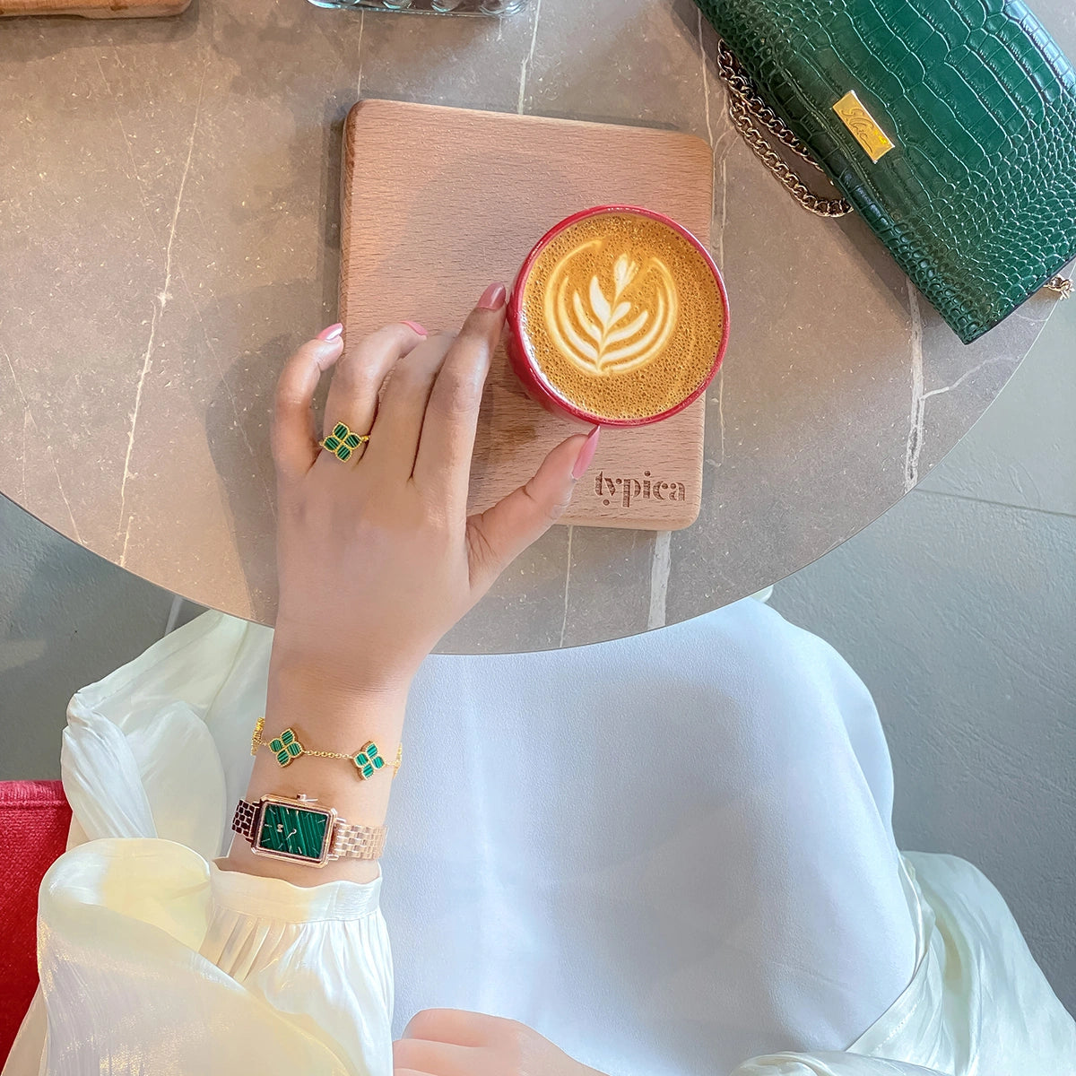 Joory / Bracelet Malachite Gold