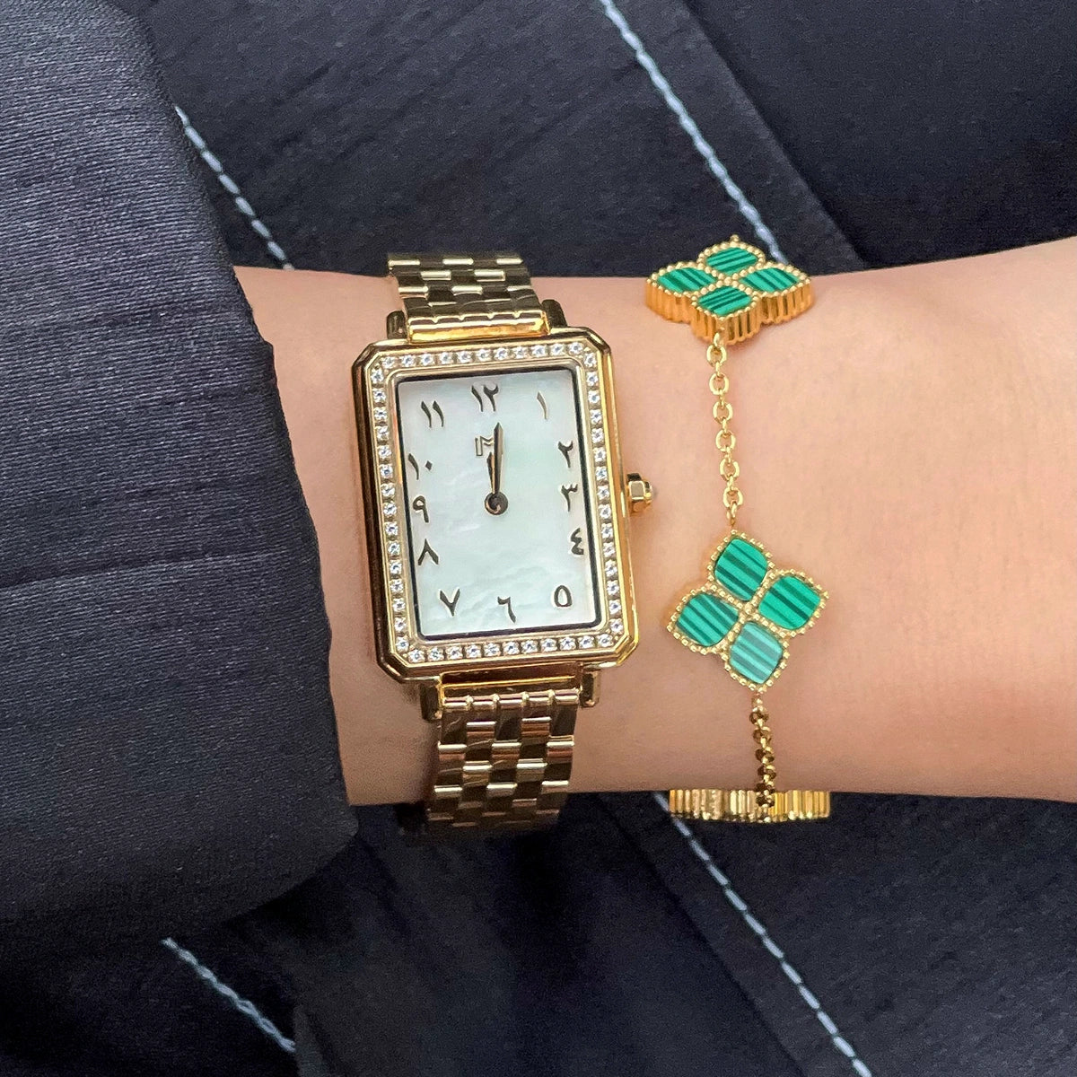 Joory / Bracelet Malachite Gold