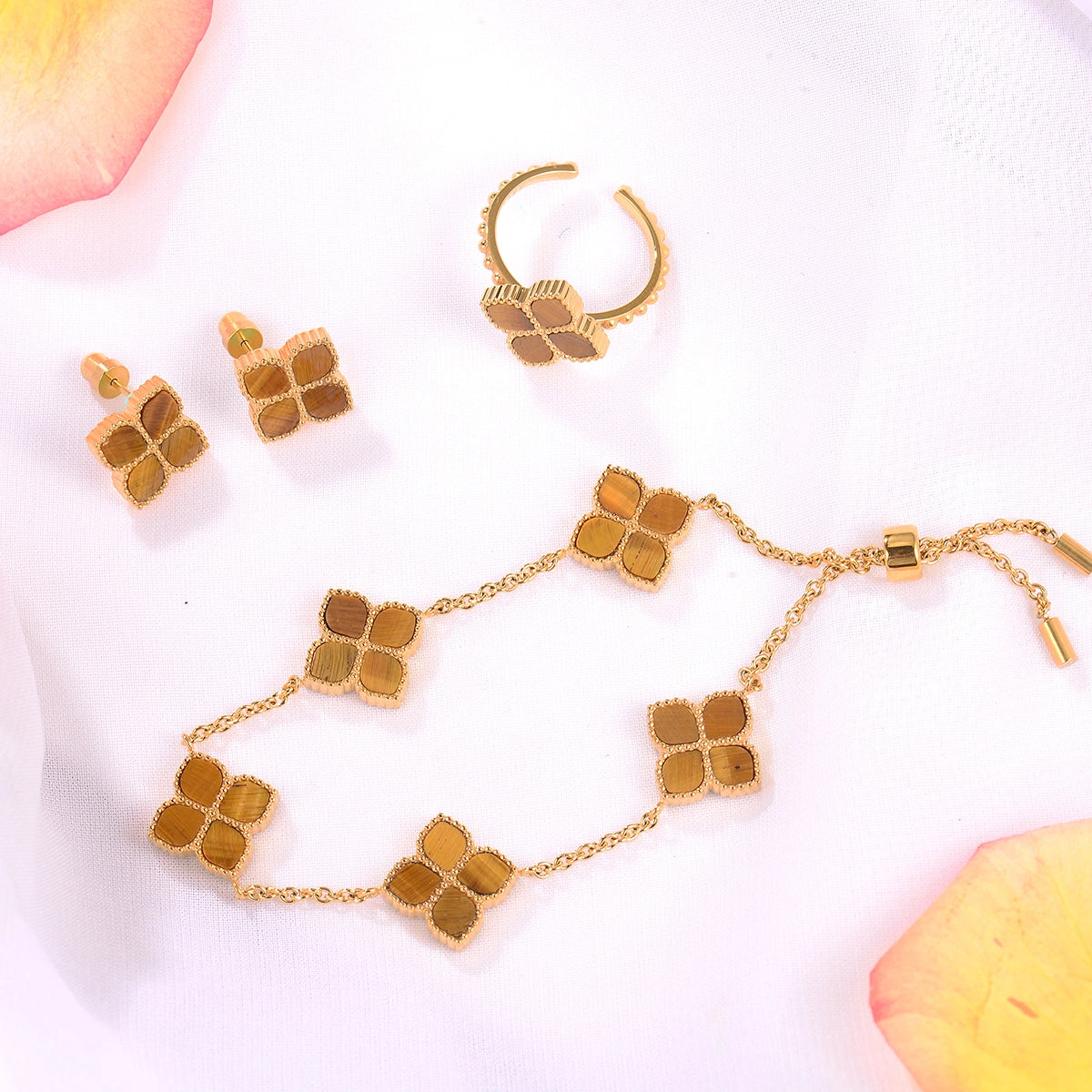 Joory / Earrings Tiger Eye Gold