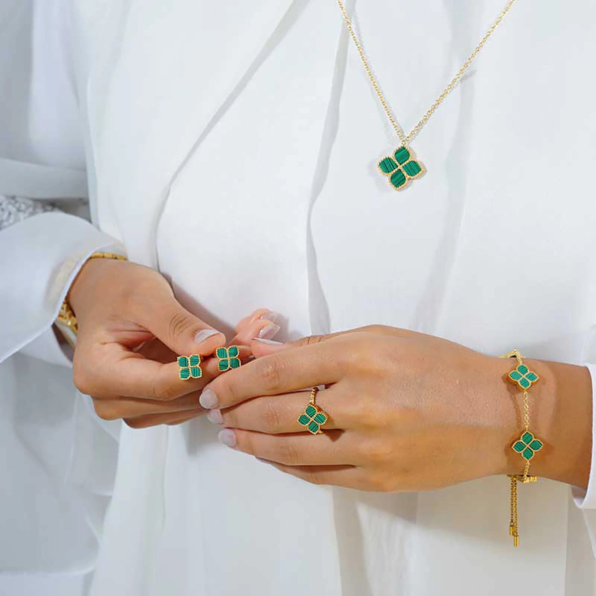 Joory / Earrings Malachite Gold