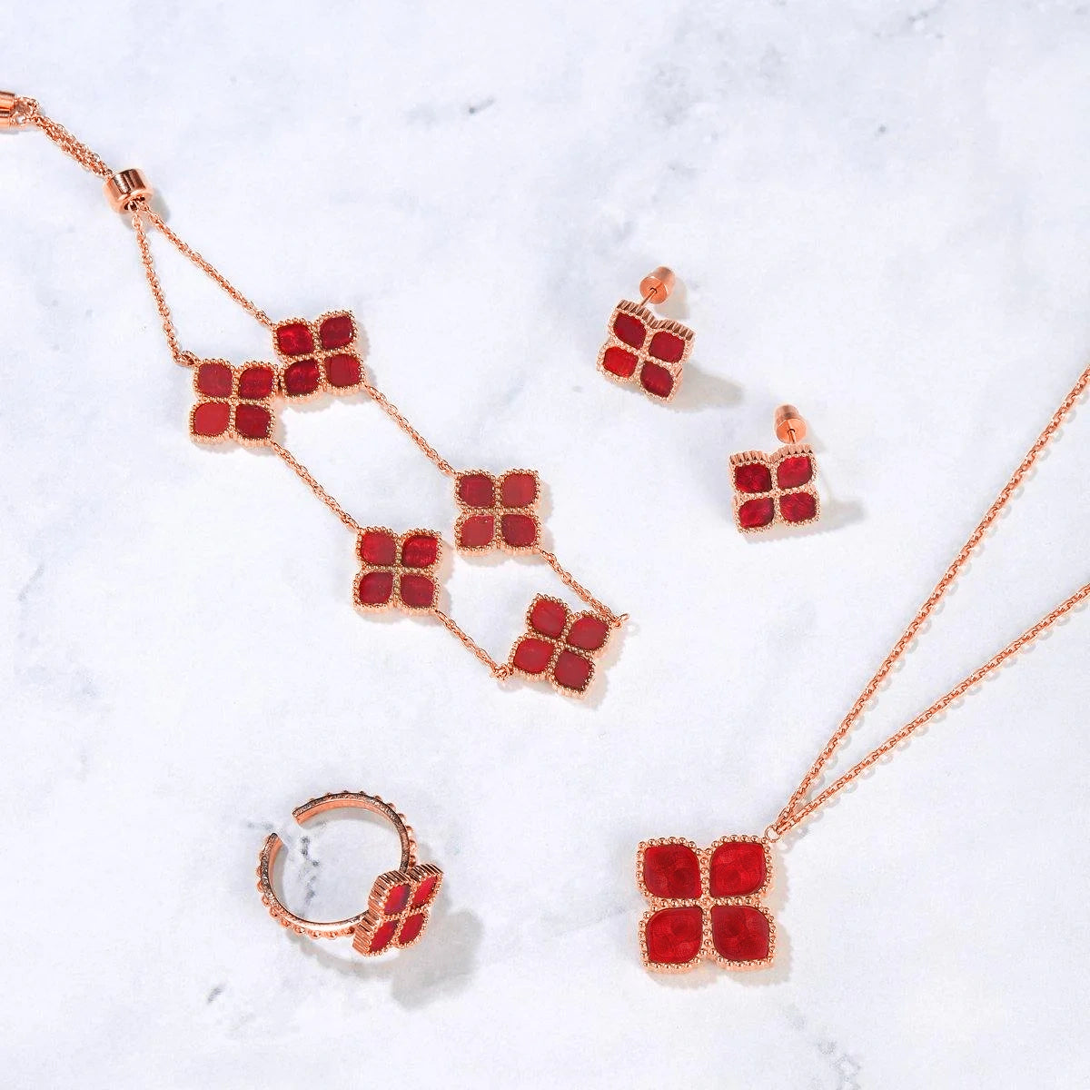 Joory / Necklace Red Rose Gold