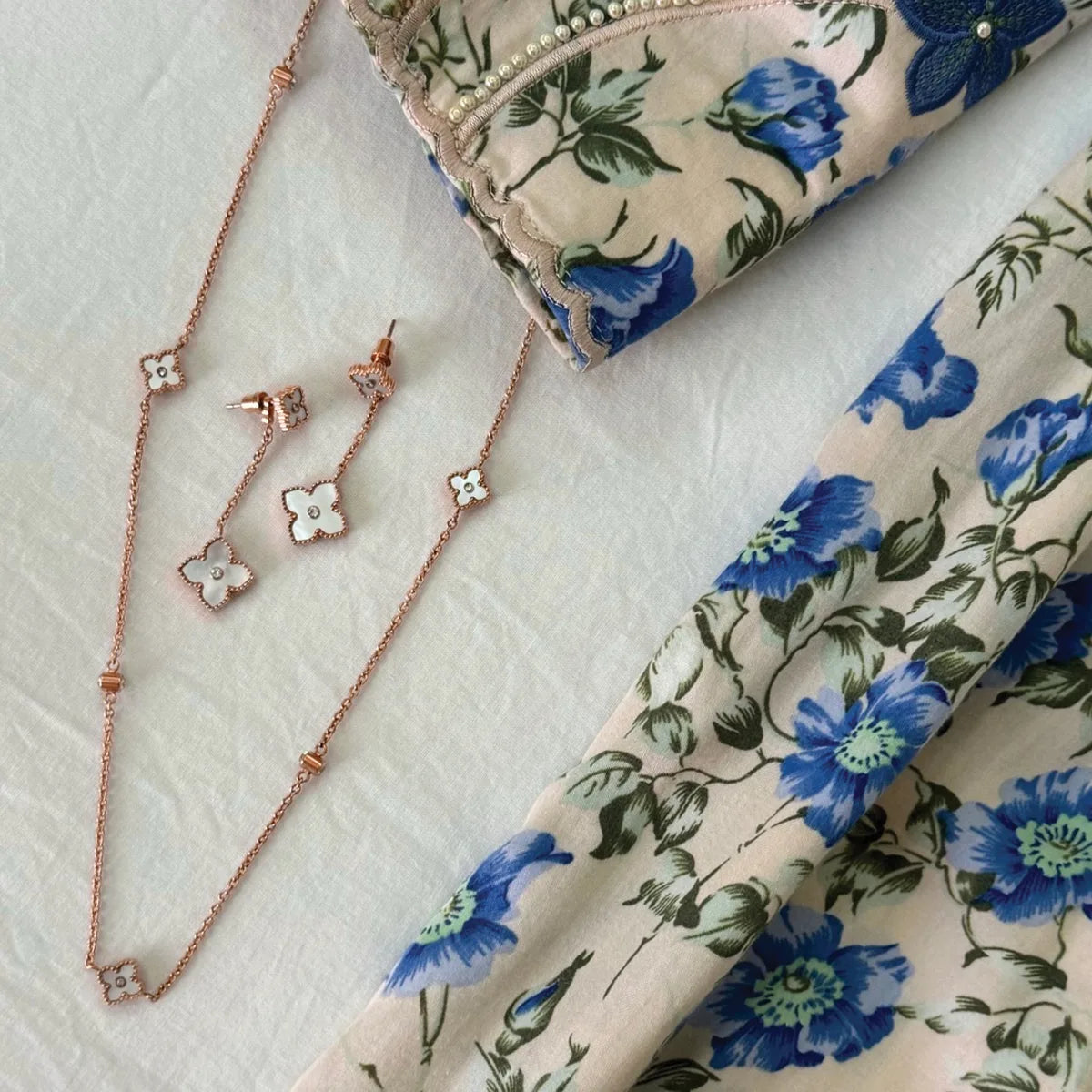 جوري / أقراط اللؤلؤ بلون الروز قولد