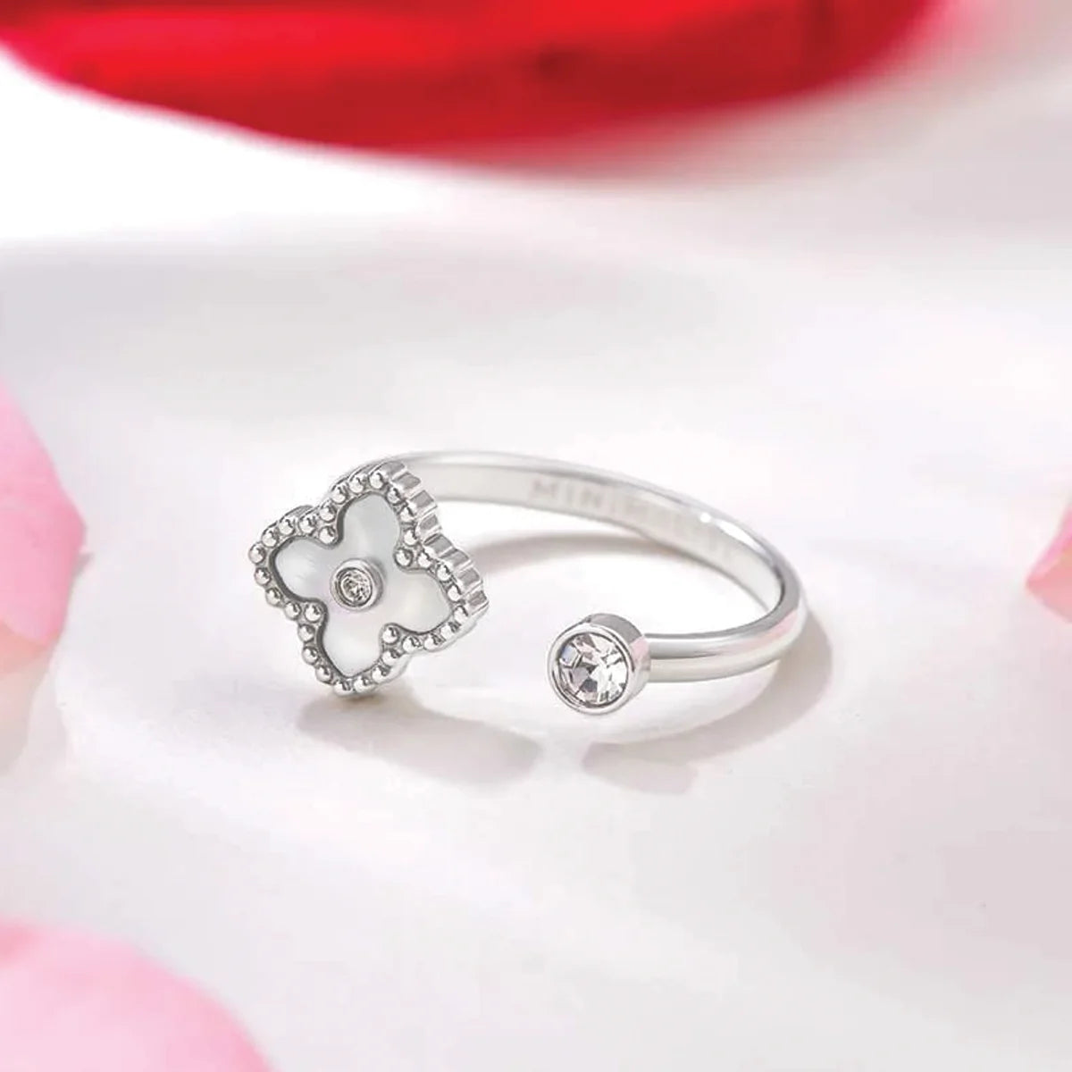 ميني جوري / خاتم اللؤلؤ باللون الفضي