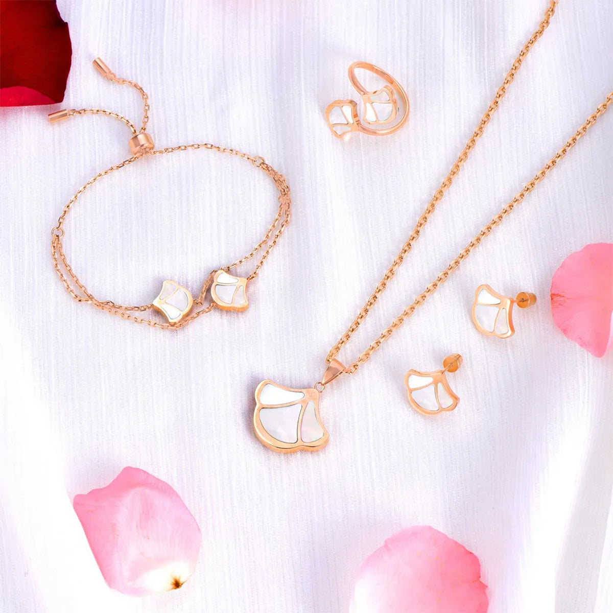 Tulip / Set Pearl Rose Gold