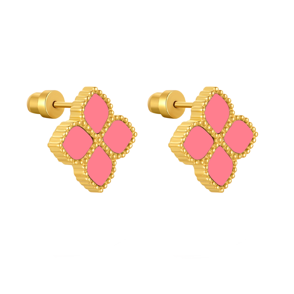 جوري / أقراط العقيق الوردي باللون الذهبي