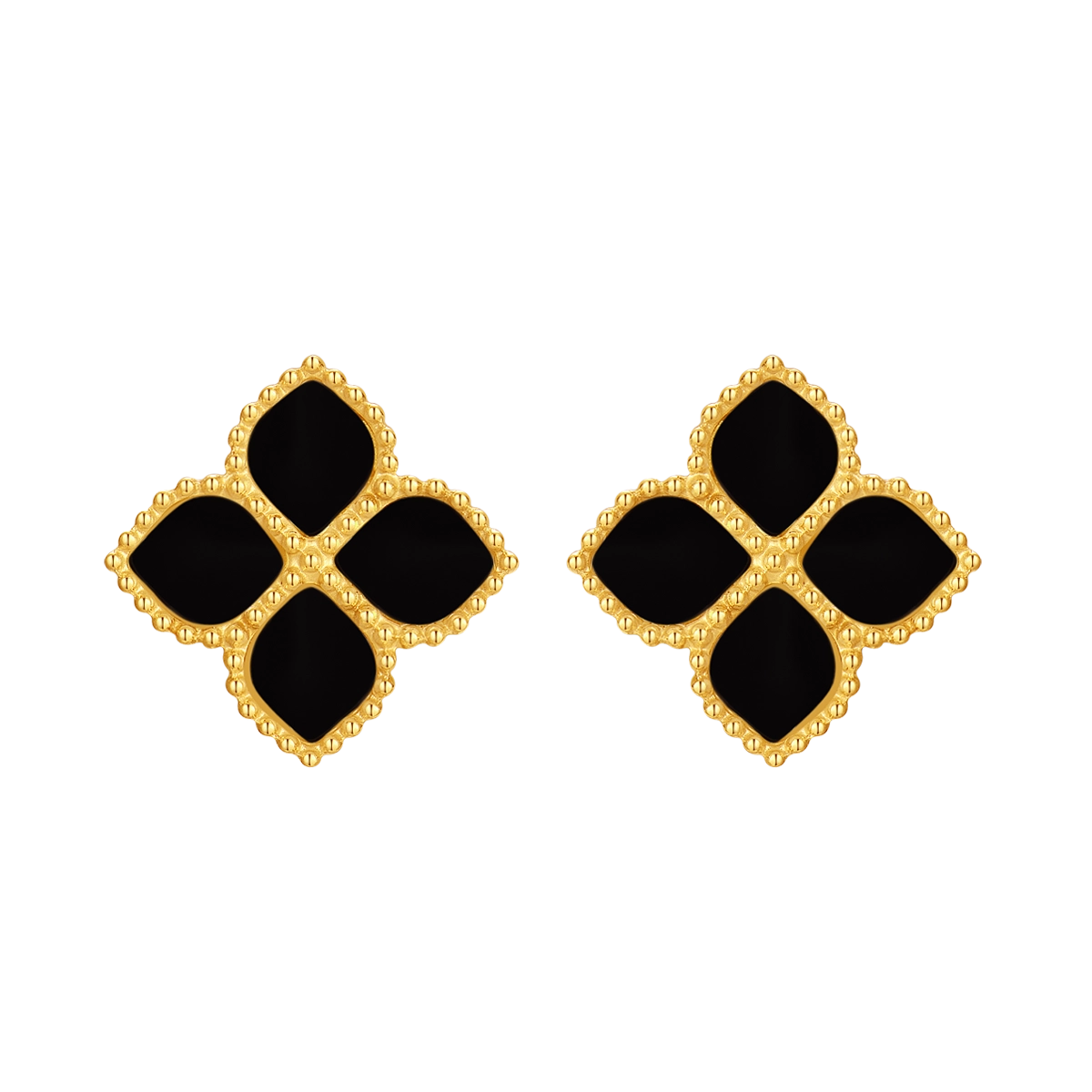 جوري / أقراط الحجر الأسود باللون الذهبي