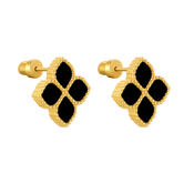 جوري / أقراط الحجر الأسود باللون الذهبي