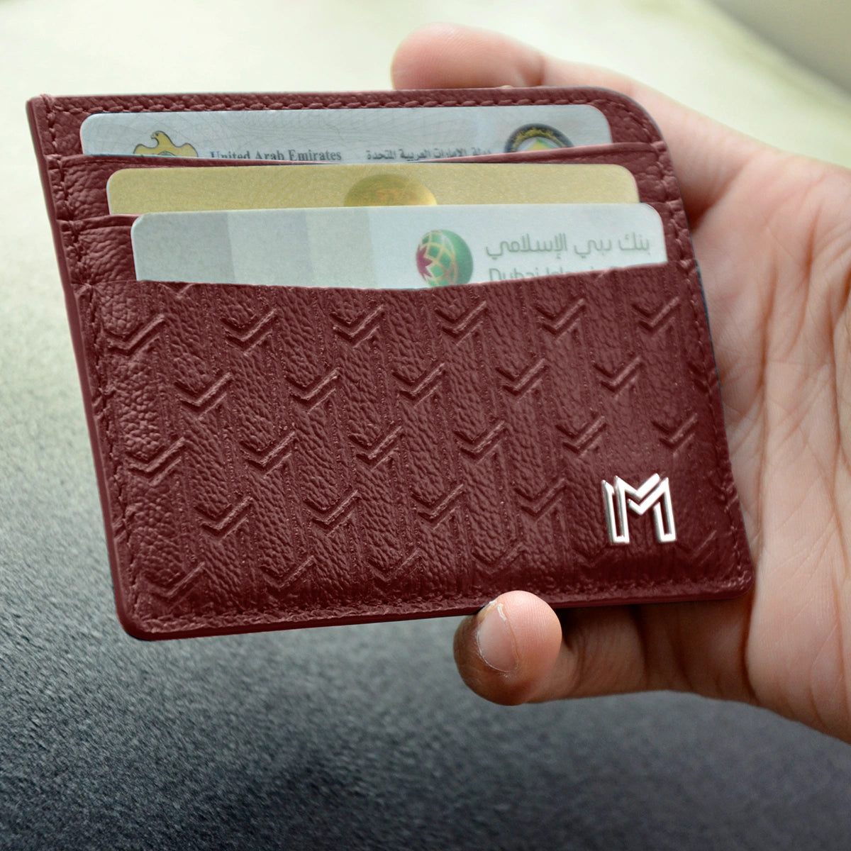 Camel Leather Burgundy / Silver