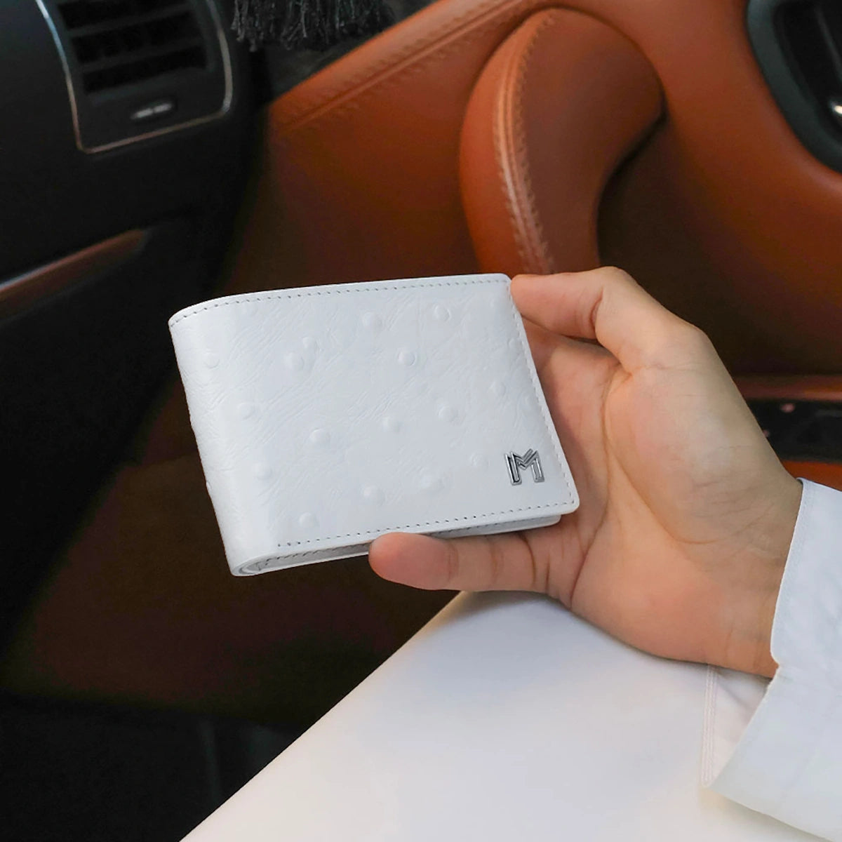 Camel Leather / Ostrich Print