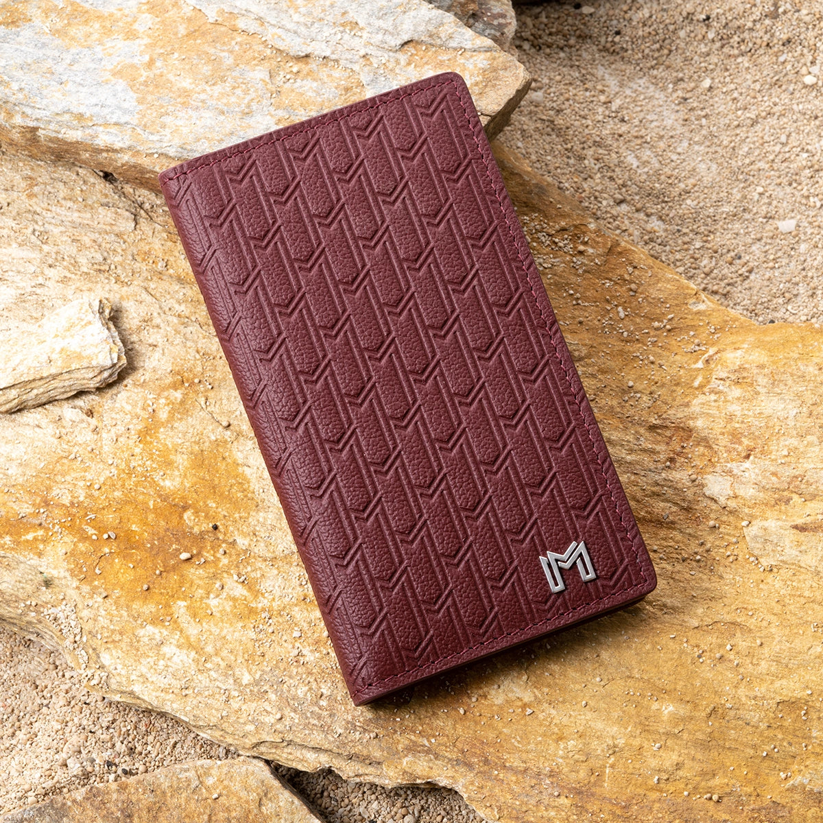 Camel Leather Burgundy / Silver