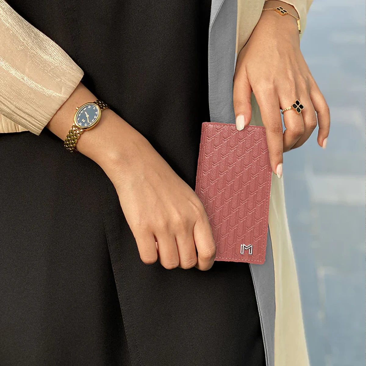 Camel Leather Pink / Silver