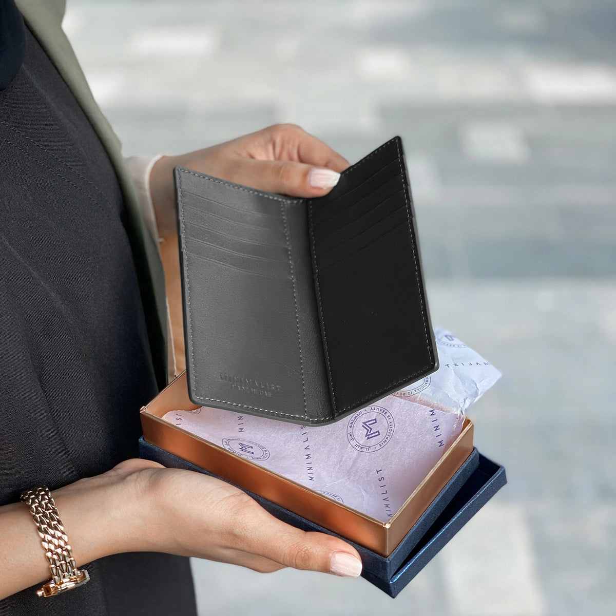 Italian Calfskin Leather Black / Gold