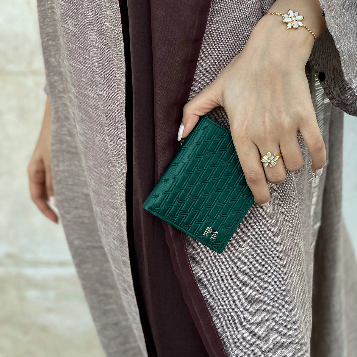 Italian Calfskin Leather Green / Gold