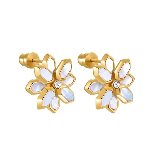 Lotus / Earrings Pearl Gold