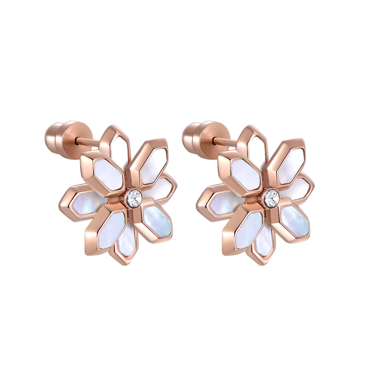 لوتس / أقراط اللؤلؤ باللون الروز قولد