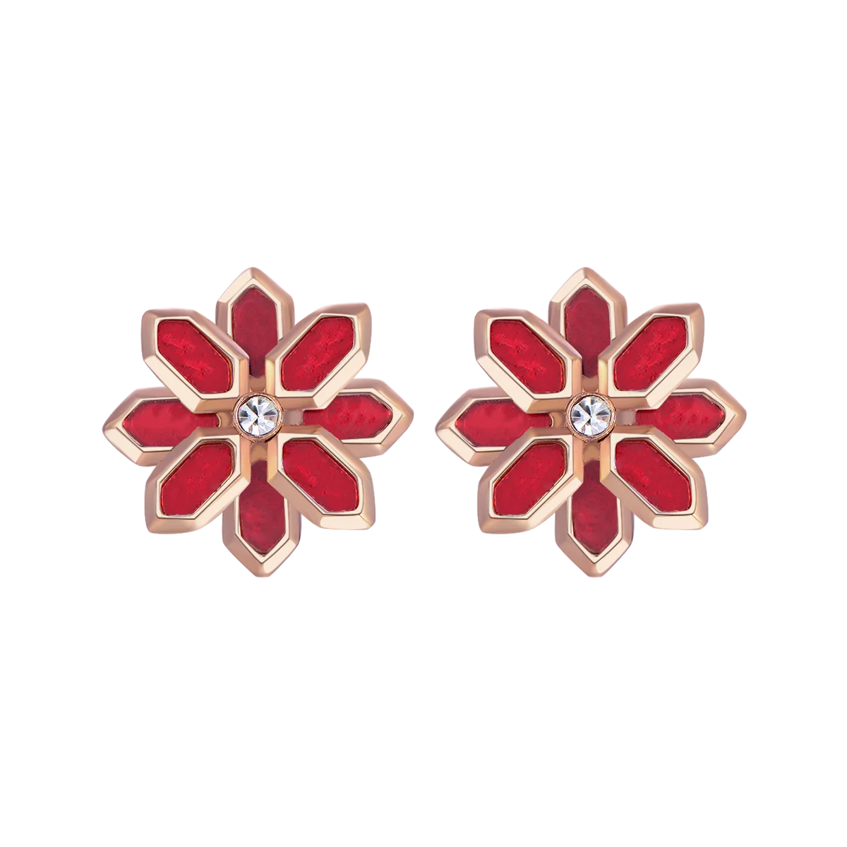 Lotus / Earrings Red Rose Gold