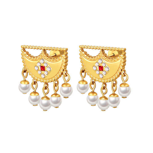 Shnaf / Earrings Pearl Gold