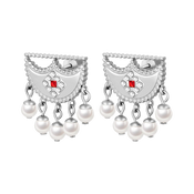 شناف /أقراط اللؤلؤ باللون الفضي