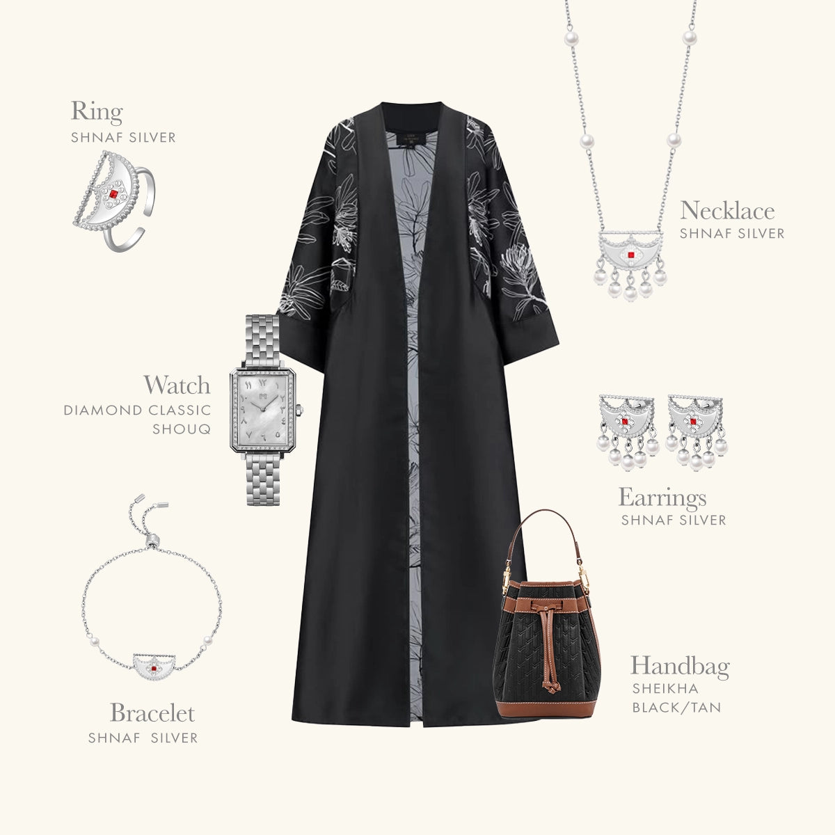 شناف / اسوارة اللؤلؤ باللون الفضي