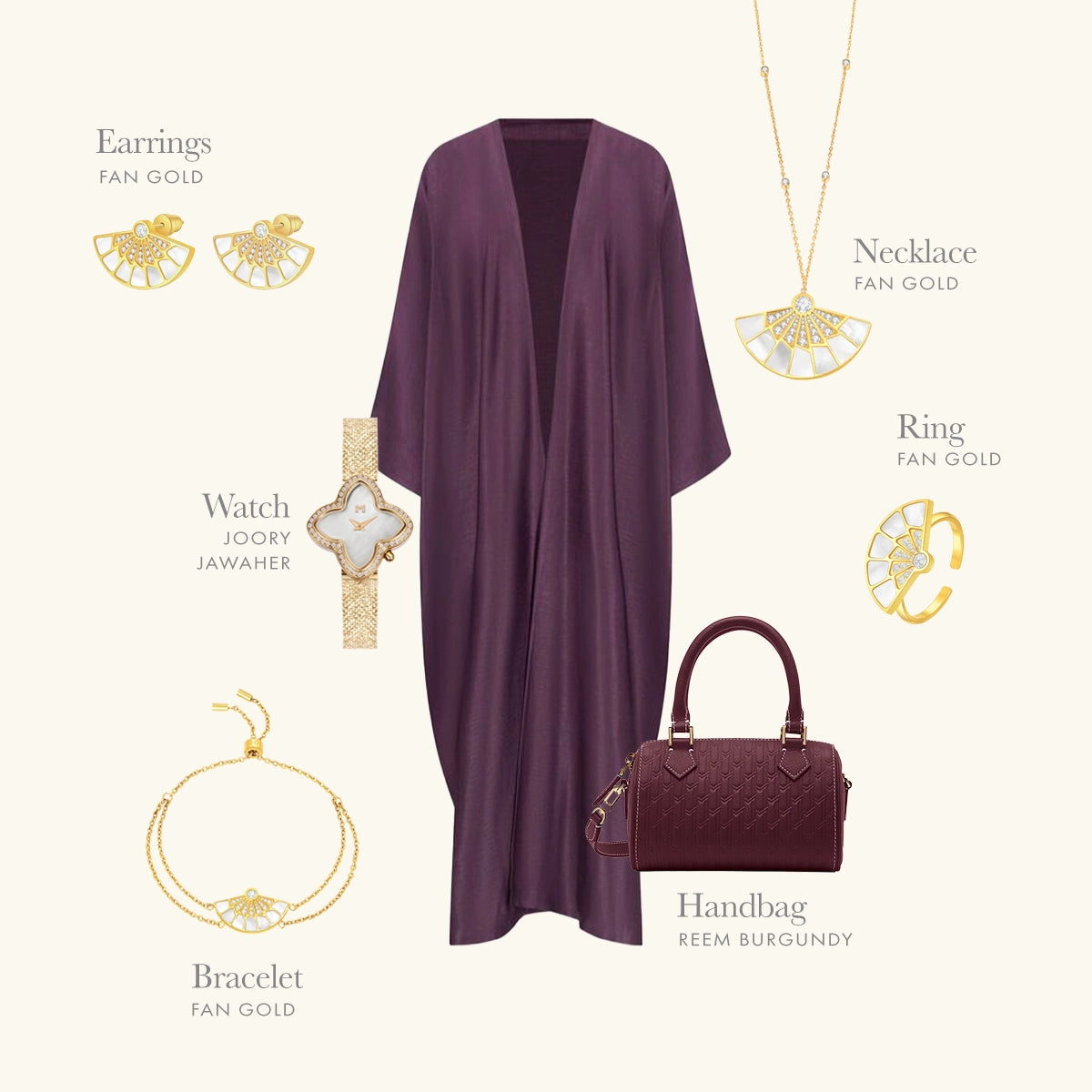 فان / طقم باللون الذهبي