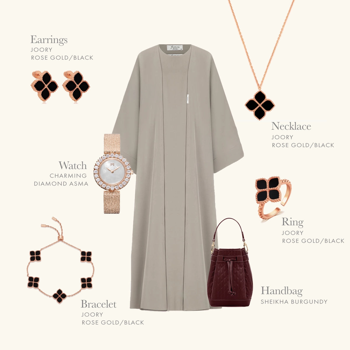 جوري / عقد الحجر الأسود بلون الروز قولد