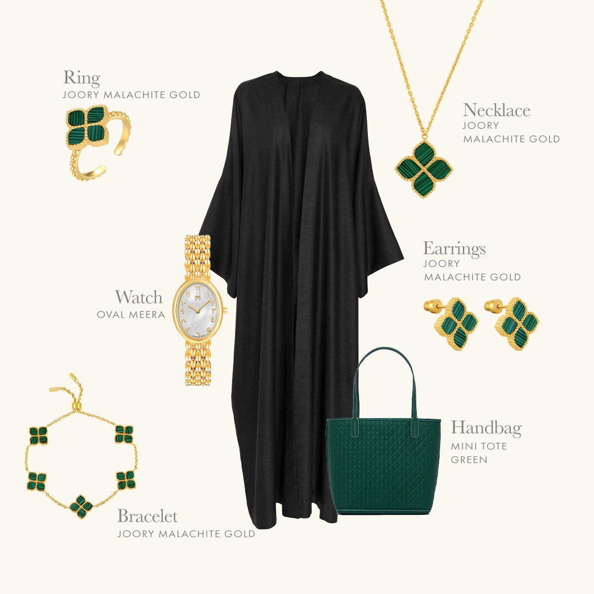 Joory / Set Malachite Gold