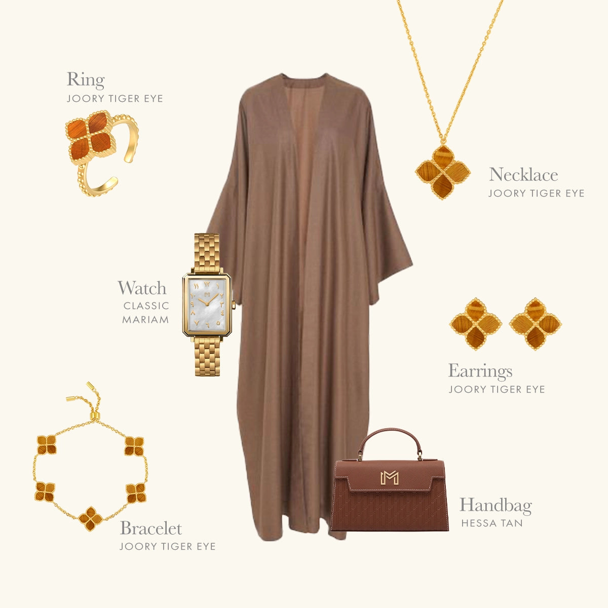 Joory / Earrings Tiger Eye Gold