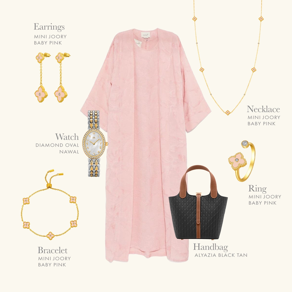 ميني جوري / أقراط وردي فاتح و ذهبي