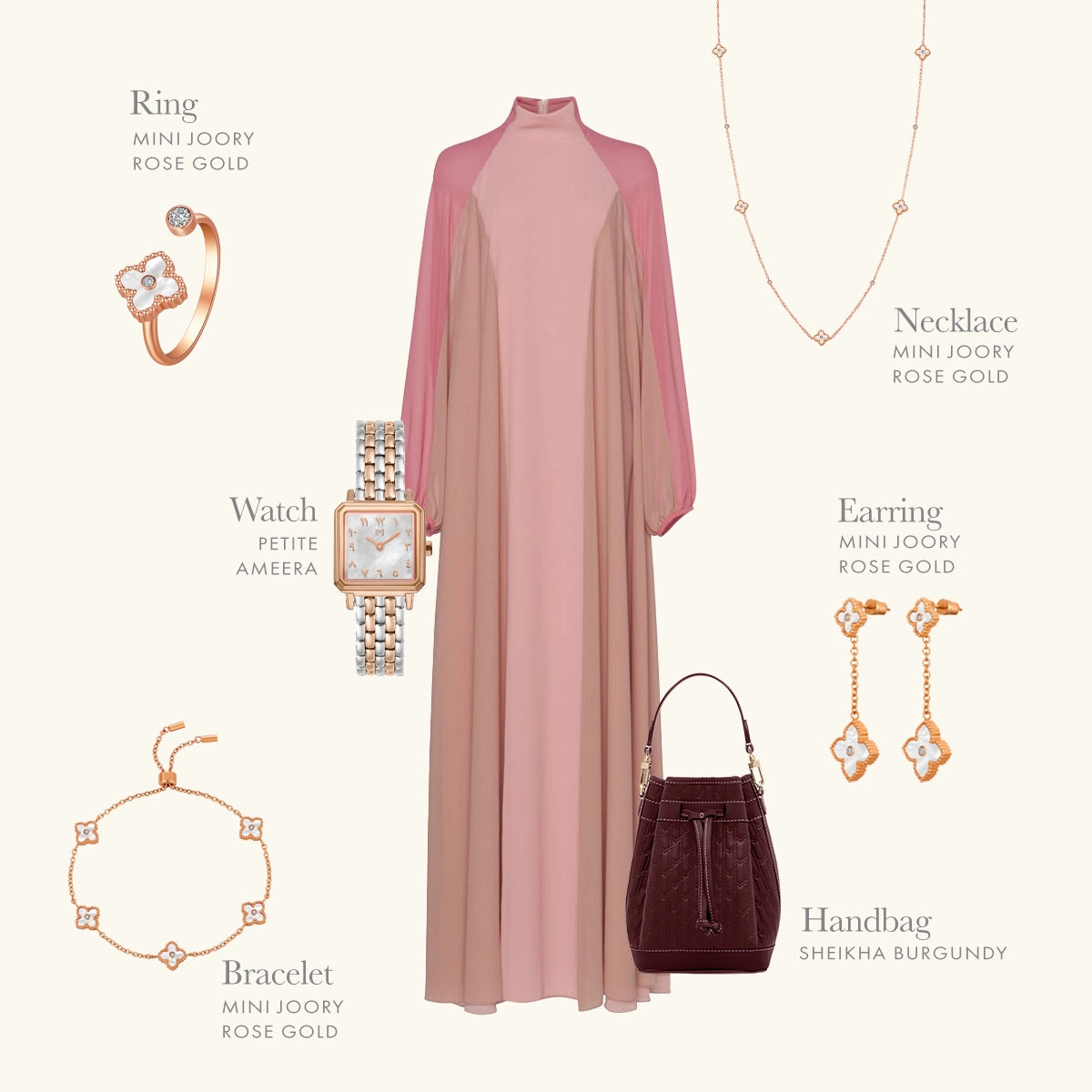 ميني جوري / إسورة اللؤلؤ بلون الروز قولد