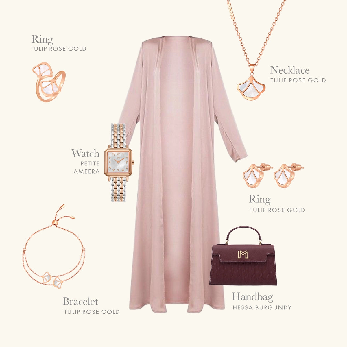 Tulip / Set Pearl Rose Gold