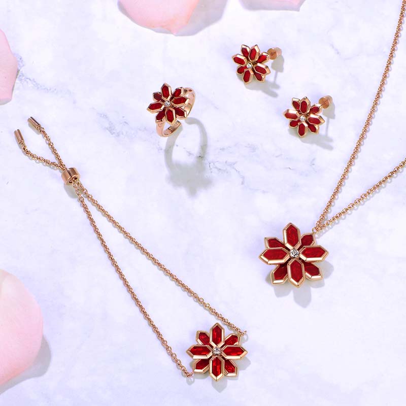 Lotus / Earrings Red Rose Gold