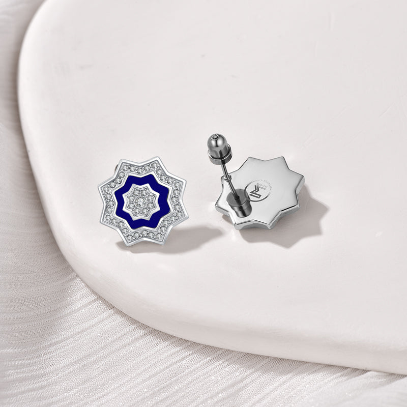 نجم / أقراط اللؤلؤ باللون الازرق الفضي