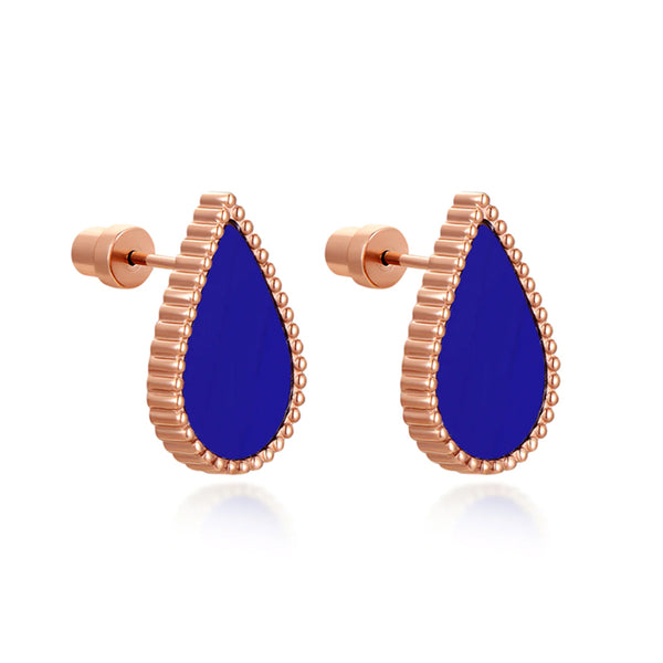 Drop / Earrings Blue Rose Gold