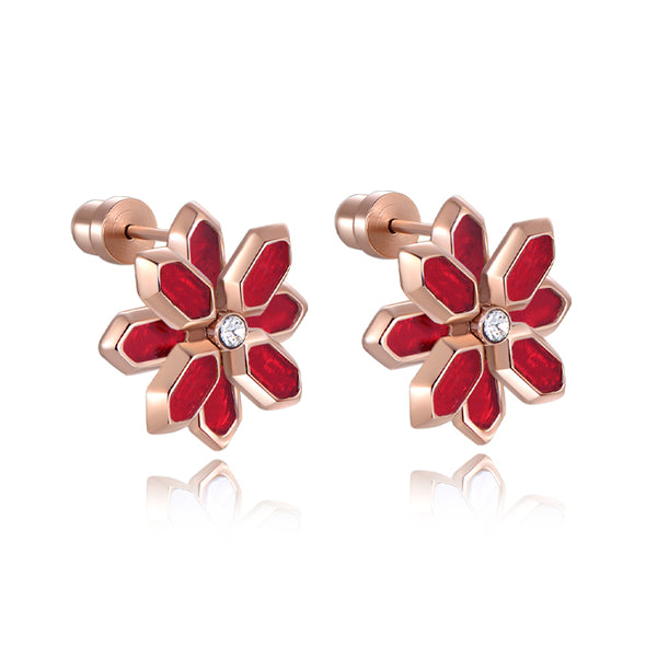Lotus / Earrings Red Rose Gold